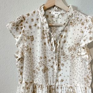SOLD.  Neutral Boho Ruffled Top